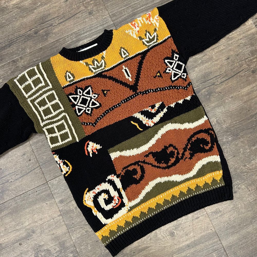 Vintage Melbourne Elements Crewneck‎ Sweater Women Size Small Colorblock Front